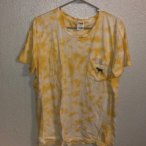 VS pink tie dye yellow shirt